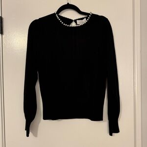& Other Stories Black Sweater with Pearl Accents